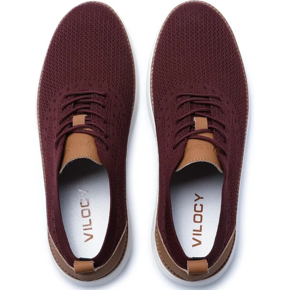 ⚡Men Wine Red Oxfords Business Mesh Breathable Tennis Comfortable Walking Shoes
